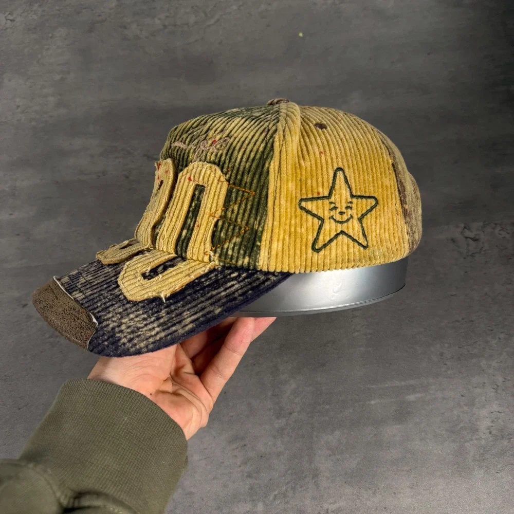 Asspizza Austin Babbitt Hat Yellow Green Navy Corduroy‎ 730 Distressed Bleached